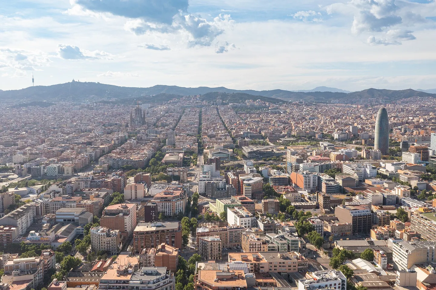 Aerial view of La Sagrada Familia, Barcelona, Spain